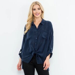 Maven West - Navy Blue Women's Button-Up Top
